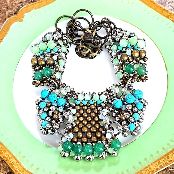 Vintage Pam Hiran Turq Bib